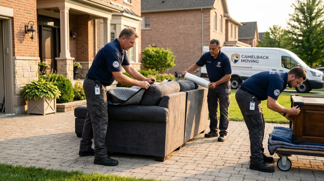 Large estate moving crew wrapping furniture in Lonsdale, MN